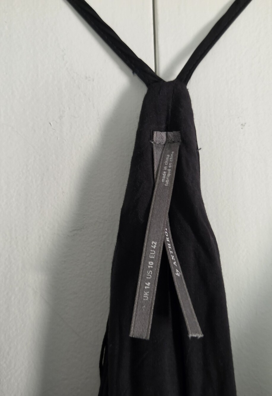 Anthropologie Black Asymmetrical Handkerchief-Hem Slip Dress - Picture 6 of 7